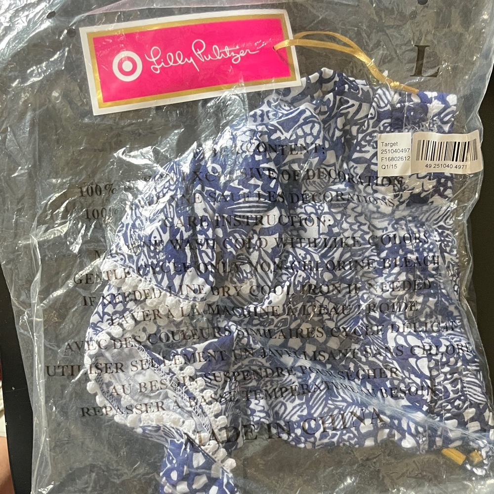 Lilly Pulitzer for Target Challis shorts Blue and White Floral Large L new NWT